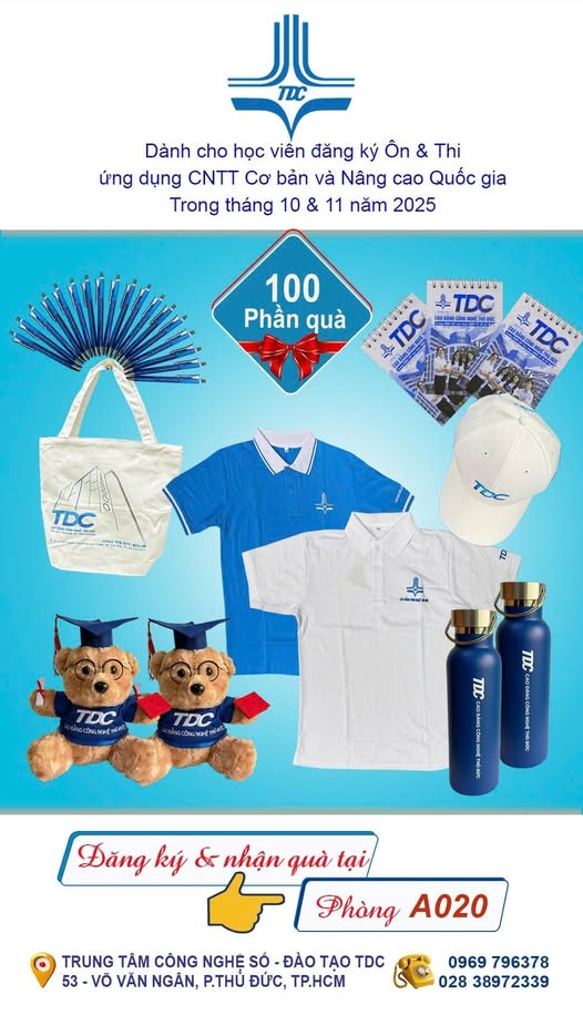 "Đăng ký học ngay - Nhận quà liền tay!" :Ôn và thi chứng chỉ Ứng dụng CNTT